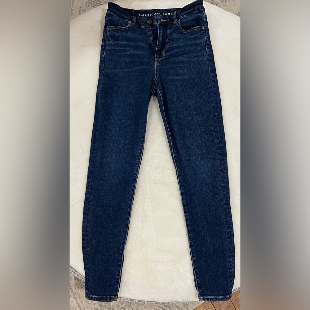American Eagle High Rise Stretch Skinny Blue Jeans